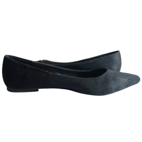 Just Fab Women's Black Flat Pointed Toe Faux Suede Shoes Size 9 - Picture 4 of 10